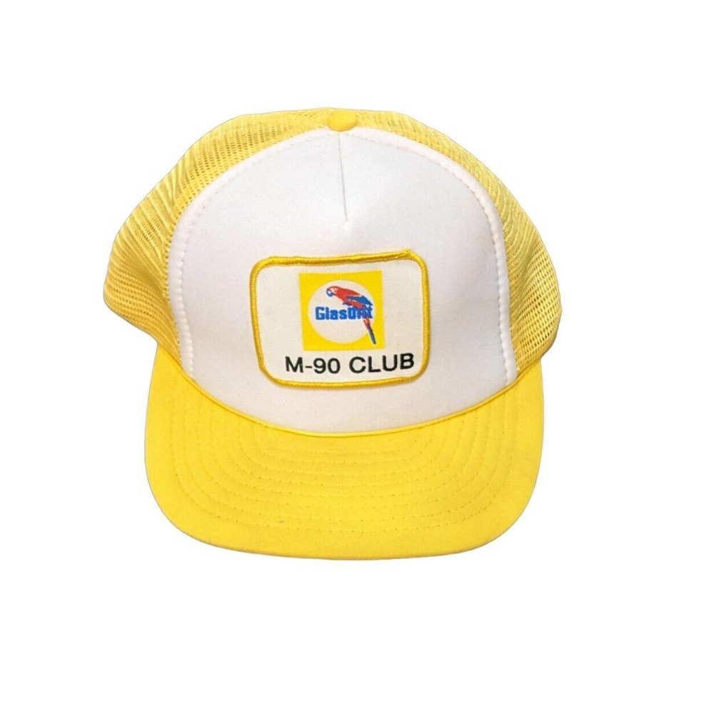 Vintage Glasurit M-90 Club Hat Cap Snapback Yellow Mesh Trucker Patch 80s 90s